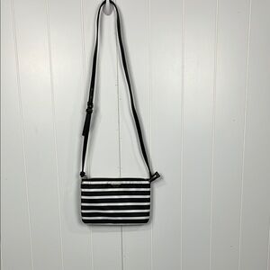Kate Spade Womens Dawn Sailing Stripe Crossbody Purse Black/White Triple Gusset